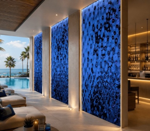Blacha z efektem wody jasnoniebieskie lustro light blue mirror 122x240 cm