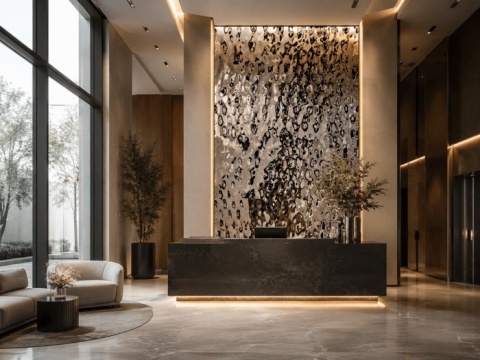 Blacha z efektem wody srebrne lustro silver mirror 122x240 cm