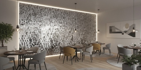 Blacha z efektem wody srebrne lustro silver mirror 122x300 cm