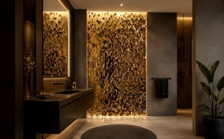 Blacha z efektem wody złote lustro gold mirror 122x240 cm