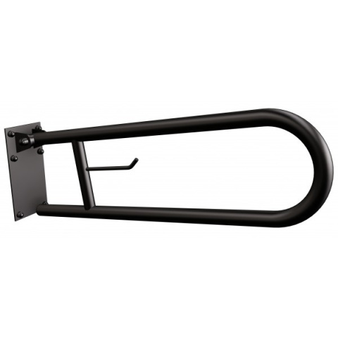 Uchwyt półokrągły uchylny z płytą 60cm z wieszakiem na papier czarny 820/W/NG Uchwyt półokrągły uchylny z płytą 60cm z wieszakiem na papier czarny 820/W/NG