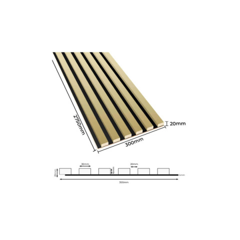 Lamele na płycie HDF - złoty 30x275 cm Lamele na płycie HDF - złoty 30x275 cm